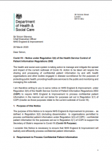 Covid-19: Notice under Regulation 3(4) of the Health Service Control of Patient Information Regulations 200